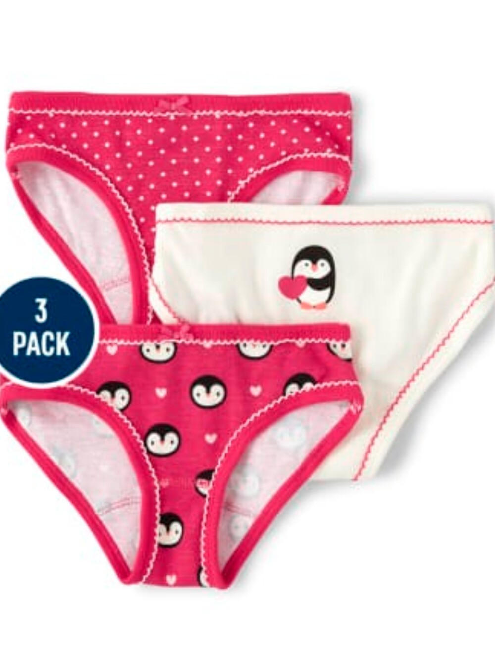 NWT Gymboree Girls 3-Pack Pink Penguin Print Cotton Briefs